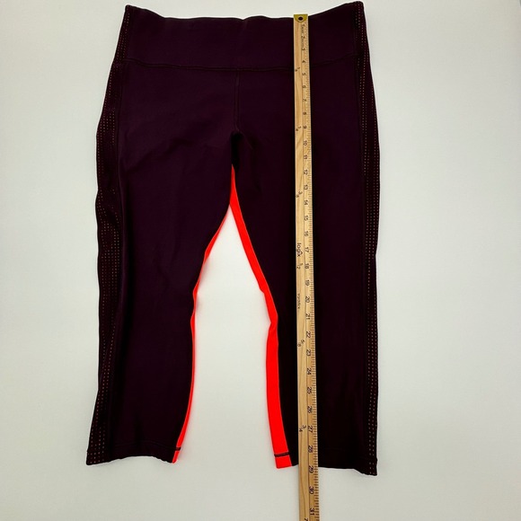 Athleta HIIT It Mesh Capri Leggings XL Plum Purple Orange Athletic - Picture 6 of 9